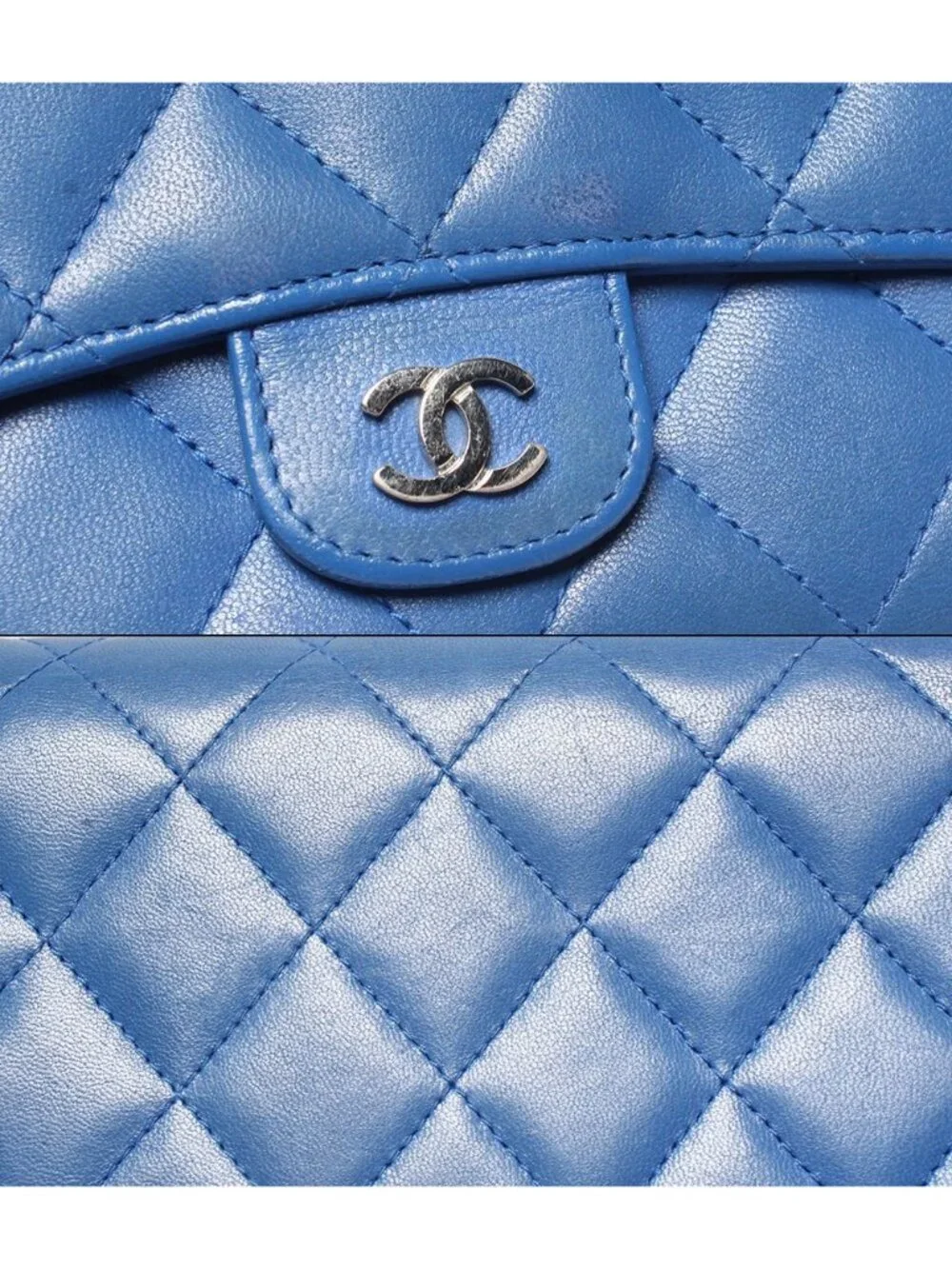 Chanel Wallet Silver Quilted